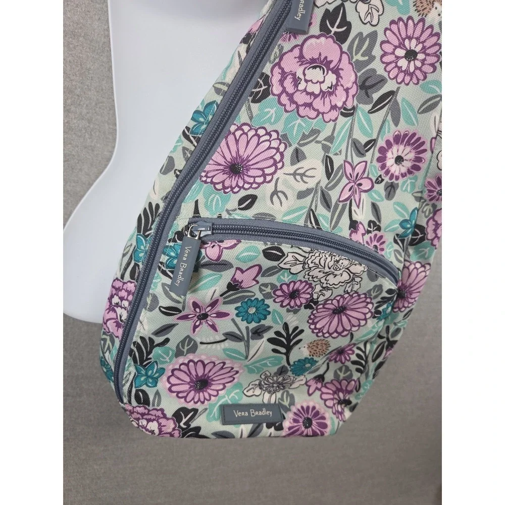 Vera Bradley Sling Backpack Crossbody Teal Purple Floral Travel Pockets Boho